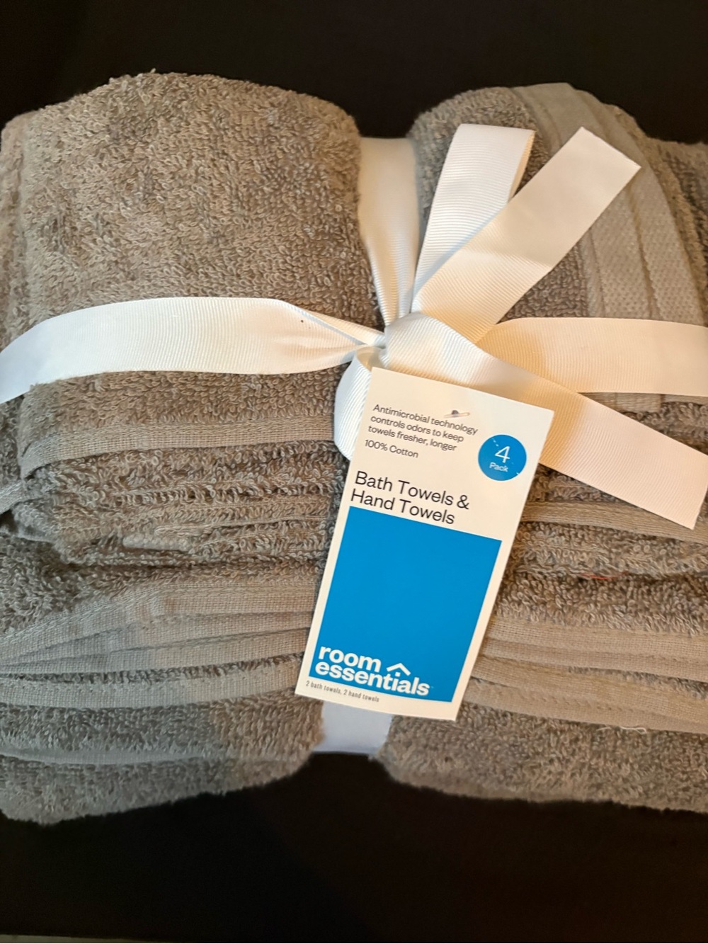 Room Essentials Gray Bath & Hand Towel Set - Neutral Gray 4-Pack
